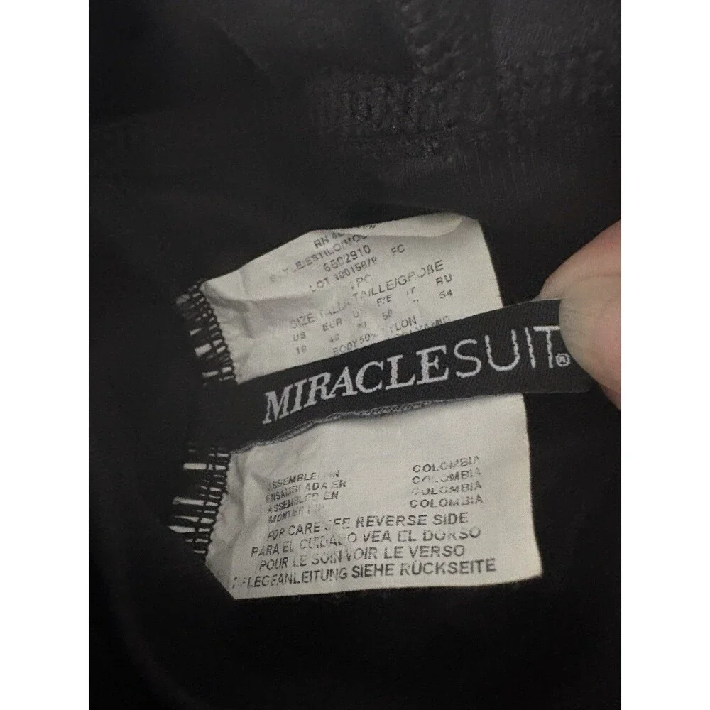 Miraclesuit One Piece Wrap Swimsuit Size 18 Black Ruching Slimming 6502910
